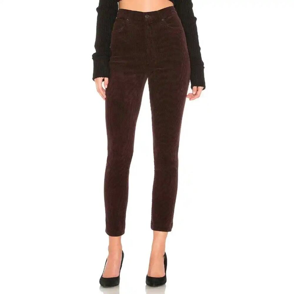 Citizens of Humanity Olivia High Rise Slim Corduroy Pant Raisin Burgundy Size 25